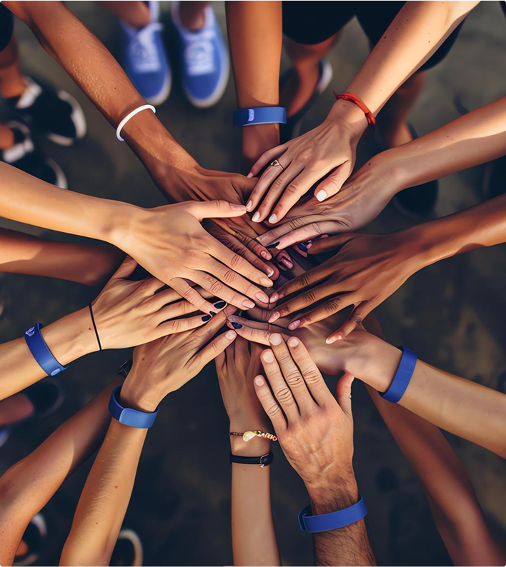 Hands united in solidarity